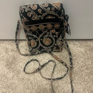 Vera Bradley Black and Brown Paisley Crossbody Bag women